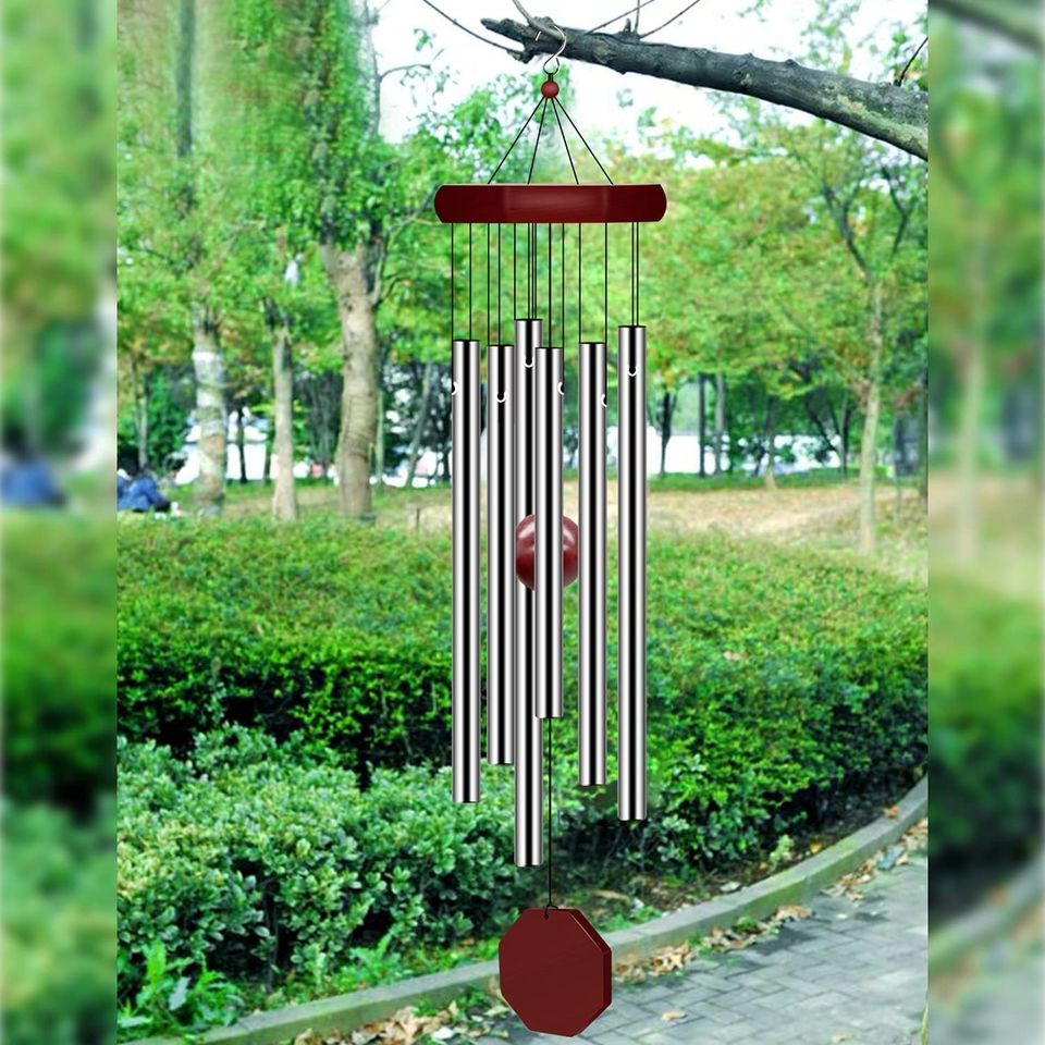 �Memorial Sympathy Large Deep Tone Outdoor Wind Chimes with 6 Tuned Tubes Garden Patio Balcony