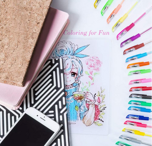 New ⭐ Glitter Gel Pens Set 24 Colored Glitter Pen with 24 Refills for Adult Coloring Books