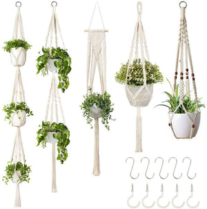 5 Packs Macrame Plant Hangers with Hooks,Set Flower Pot Holder, for Indoor Boho Home Decor