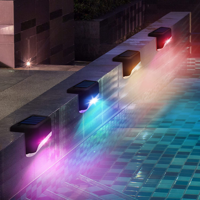 Solar Pool Side Lights 4-Pack Color Changing Waterproof Light up Swimming Pool for Stairs, Step , Fence
