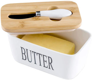 White Butter Dish with Lid 650ml | Butter Dishes with Covers | Covered Butter Dish for Countert