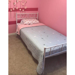 (NEW) Vintage Style Twin Bed Frame White