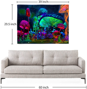 💯NEW❗ Mushroom Tapestry Trippy Plant Starry Night Wall Hanging Home Decor 29x39"