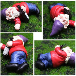 4Pcs Gnomes Wild Drunk Garden Dwarfs Statue Gifts Decor