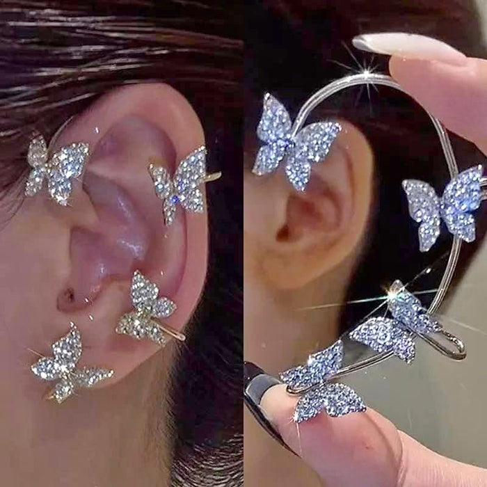 New Women Butterfly Ear Cuff Non Pierce 2 pc