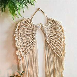 Boho Macrame Woven Angel Wing Tapestry Wall Hanging Home Stores Art Decor Cotton