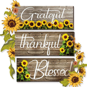 🔥Clearance🔥3 Pieces Sunflower Wall Sign for Bathroom Kitchen, 10 x 4 x 0.2 In Decor.