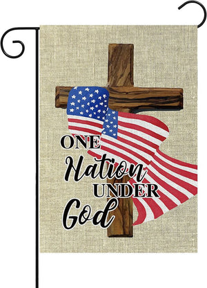 One Nation Under God Garden Flag 12.5×18.5 Inch Double-Sided Memorial Day Independence Day