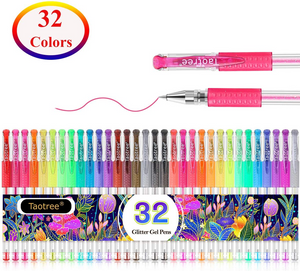 🌟❗️32-Color Neon Glitter Pens Fine Tip Art Markers Set 40% More Ink