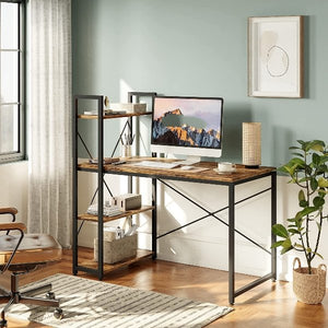 Computer Desk with Shelves - 47 Inch Small Space Home Office Desks with Bookshelf