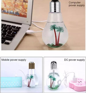Decorative 7 Colors USB Air Humidifier Bulb Lamp Shape for Household Office Car Baby Sleep Bedroom Decor