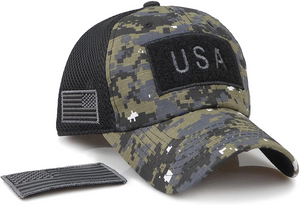 💯NEW🔥🔥 Camouflage constructed trucker usa flag patch base cap digital black
