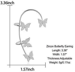 New Women Butterfly Ear Cuff Non Pierce 2 pc