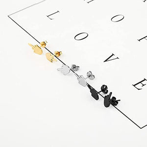 3 Pairs Punk Stylish Stainless Steel Middle Finger Stud Earrings