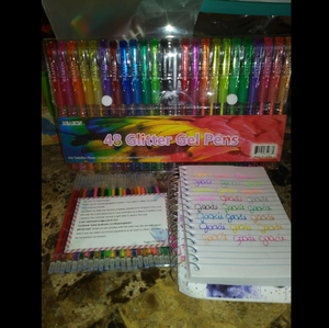 New ⭐ Glitter Gel Pens Set 24 Colored Glitter Pen with 24 Refills for Adult Coloring Books