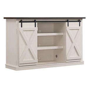 Sleek Rustic Farmhouse Sliding Barn Door Wooden TV Stand, Media Console Entertainment Center, Cream