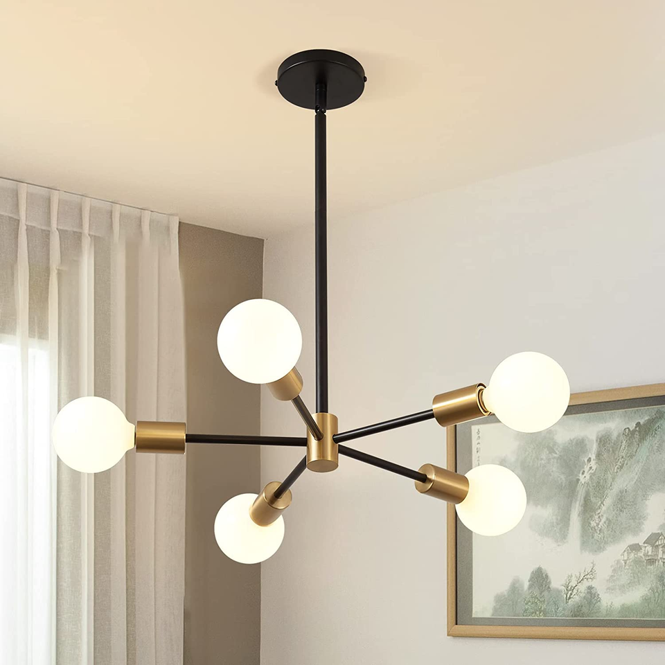 Sputnik Gold and Black Pendant Chandelier Light