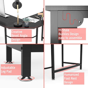 66" Heavy-Duty Workstation Computer Desk, 450LBS Gaming Home Office Desk With CPU Stand, Solid