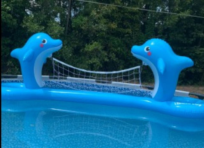 🔥New🔥Inflatable Pool Volleyball Set with 2 Balls - Dolphin Shaped, Pool Games(118″x 29″x 36″)