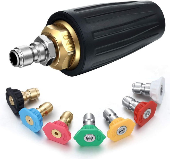 4000 PSI Pressure Washer Rotating Turbo Nozzle 4.0 GPM Quick Connector Turbo Nozzle with 7 Pieces Spray Nozzle Tips Kit