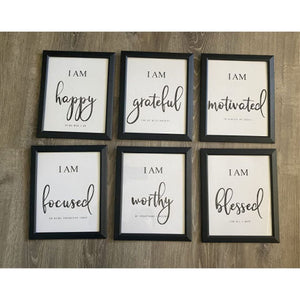 Inspirational Wall Art - Motivational Office Bedroom Decor Positive Quotes Set of 6, 8x10 No Frames