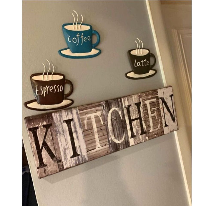 New Coffee Metal Wall Art | 4.7 H x 4.4 W Inches | Latte, Coffee