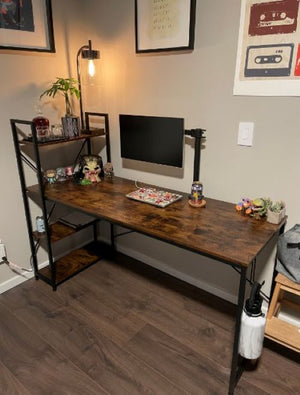Computer Desk with Shelves - 47 Inch Small Space Home Office Desks with Bookshelf