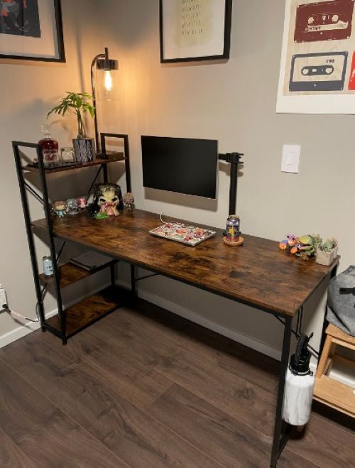 Computer Desk with Shelves - 47 Inch Small Space Home Office Desks with Bookshelf
