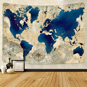 Retro World Map Tapestry Globe Map Tapestry Wall Hanging