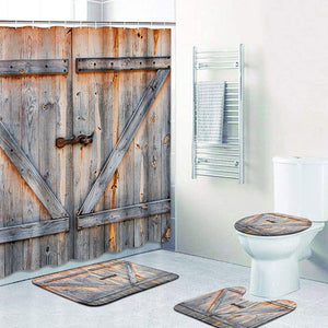 ✨NEW✨4 Piece Rustic Barn Door Shower Curtain Set