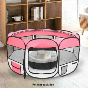 45" Pet Dog Kennel Fence Puppy Playpen Exercise Pen Foldable Pink