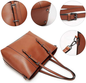 👜☀️NEW Red Wine Large Leather Tote Bag Commute Handbag Shoulder Satchel Bag Elegant for Women