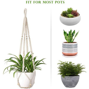 4 Pack Macrame Plant Hangers with Hooks, In a different Planter for Boho Home Decor