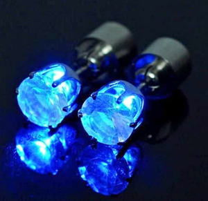1 Pair LED Earrings Diamond Crown Ear Pendant Stud Stainless Multi-Color Blue