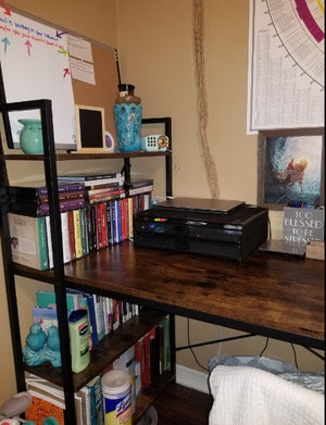 Computer Desk with Shelves - 47 Inch Small Space Home Office Desks with Bookshelf