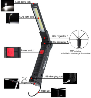 🔥2 Pack🔥 Rechargeable COB LED RED Light Lamp Flashlight Folding