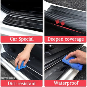 💥SPECIAL DISCOUNT❗❗4pcs Mexico Mexican Flag Carbon Fiber Car Door Front/Rear Sill Plate Protectors, Reflective Sticker