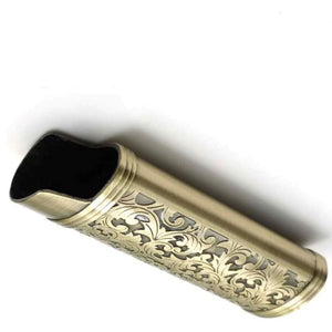 Vintage Floral Stamped for BIC Metal Case Cover Holder, Full Size J6