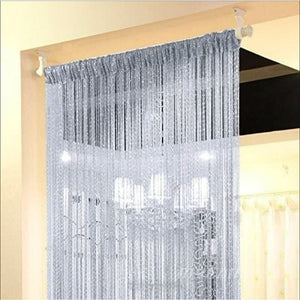 💯NEW SALE❗❗ Silver / Grey String Door Curtains Window Panel Room Divider Crystal Tassel Fringe