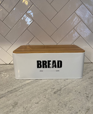 🍞Bread Container for Kitchen Countertop, Metal Bread Storage with Bamboo Lid, Vintage Design