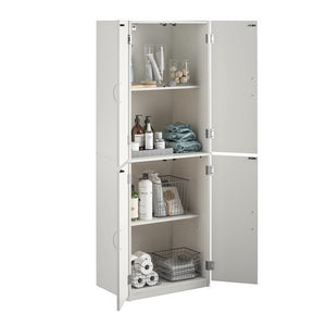 Fancy Tall 4 Door Storage Cabinet Kitchen Pantry Cupboard Organizer Closet Laundry Room White