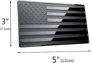USA Flag Black Metal Emblem for Cars, Trucks 5"x3" 2Pcs Forward and Reverse