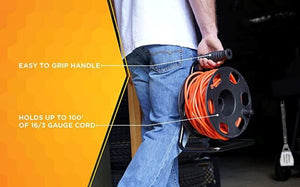 💯NEW Metal Extension Cord Reel Stand Heavy Duty and Sturdy Holds Up To 100 Feet, 14/3 Gauge Cord