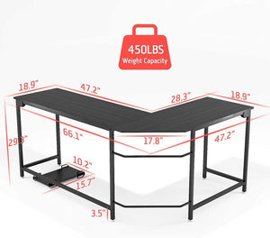 66" Heavy-Duty Workstation Computer Desk, 450LBS Gaming Home Office Desk With CPU Stand, Solid