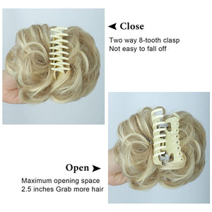 Claw Clip in Hair Bun for Women Clip in Wavy Curly Hairpieces (Platinum Blonde Mix Ash Blonde)