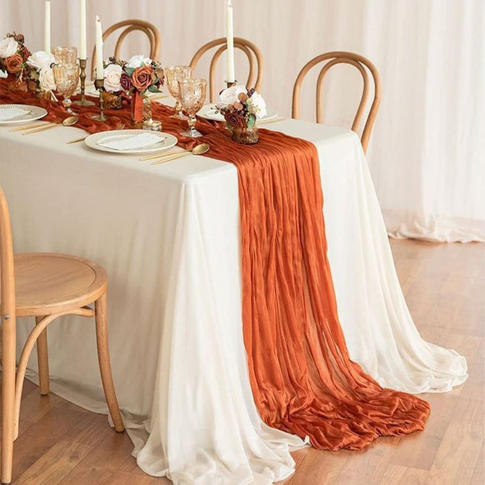 Gauze Terracotta Table Runner for Wedding Arch Decor 10Ft