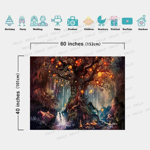 Fantasy Forest Tapestry Psychedelic Wall Hanging 60"x 40"