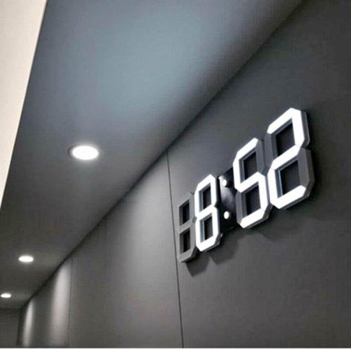 Digital 3D LED Wall/Desk Clock Alarm Big Digits Auto Brightness USB