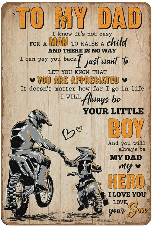 ✱Clearance Sale!!✱ "To My Dad" Dirt Bike Dad and Son Father's Day Tin Sign!