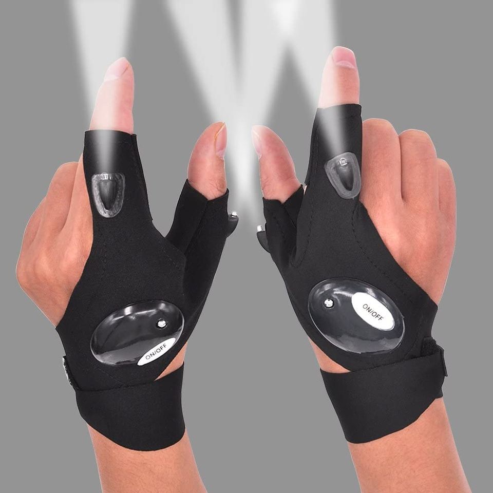 1 Pair LED Flashlight Glove Gifts for Men Father Day Outdoor Fishing Gloves Dad Men Gifts with Stretchy Strap